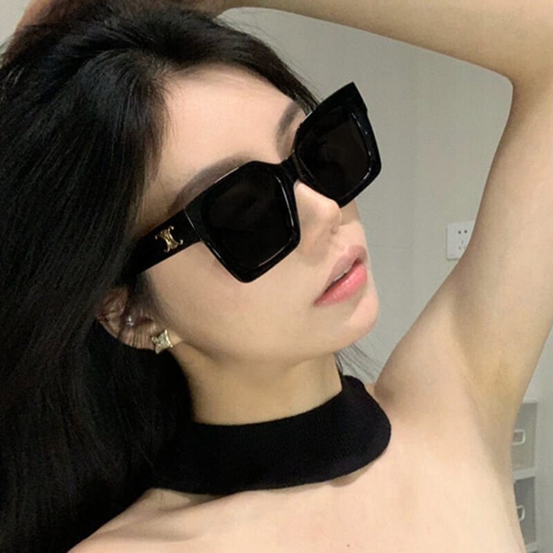 OKULARY PRZECIWSŁONECZNE UV400 Czarne + Panterka damskie + ETUI + ŚCIERKA