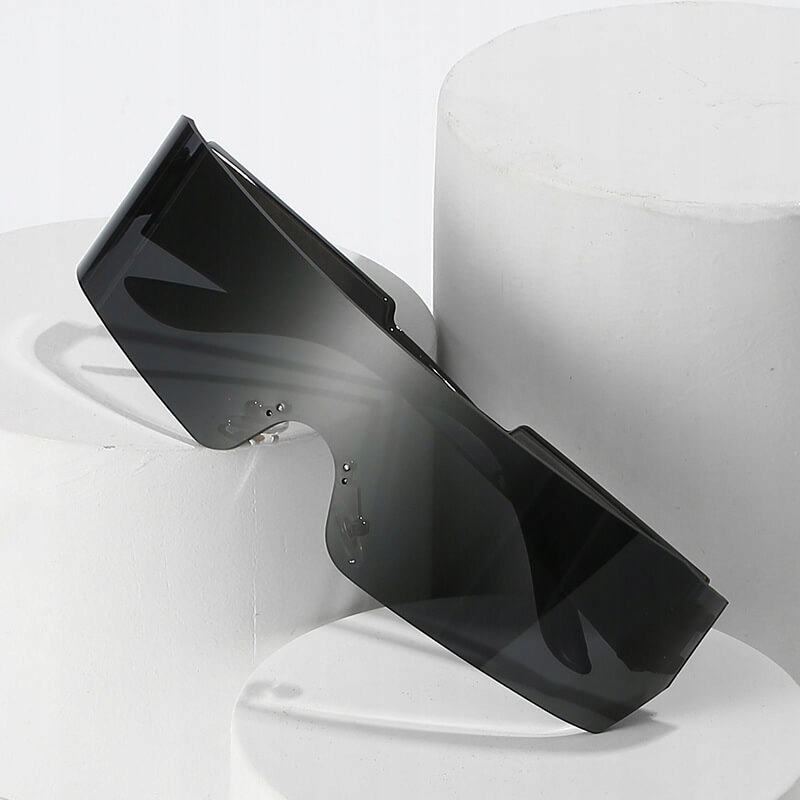 Futurystyczne OKULARY PRZECIWSŁONECZNE CZARNE Imprezowe UV400 + Etui