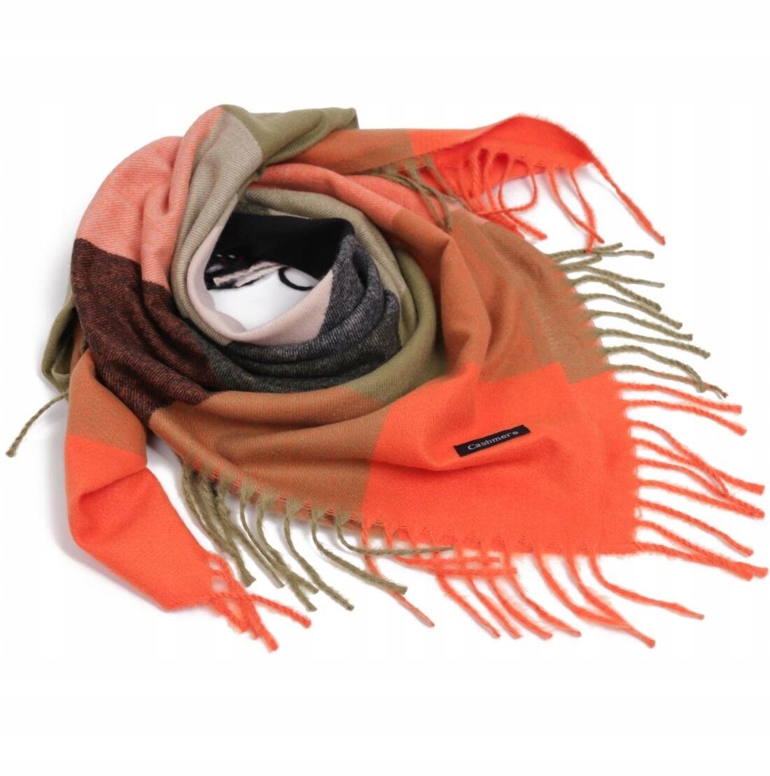 Ciepła CHUSTA DAMSKA Apaszka kratka DUŻY Miły w dotyku Szalik