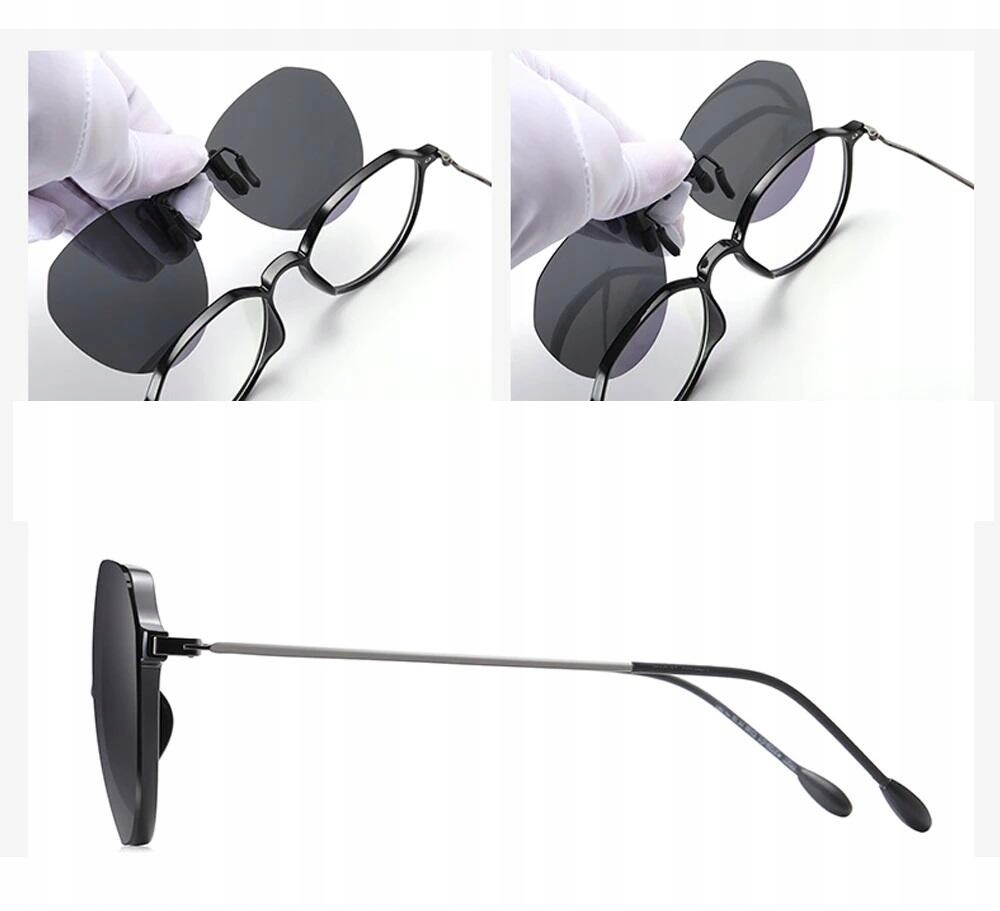 NAKŁADKI POLARYZACYJNE NA OKULARY KOREKCYJNE Klips PRZECIWSŁONECZNE UV400