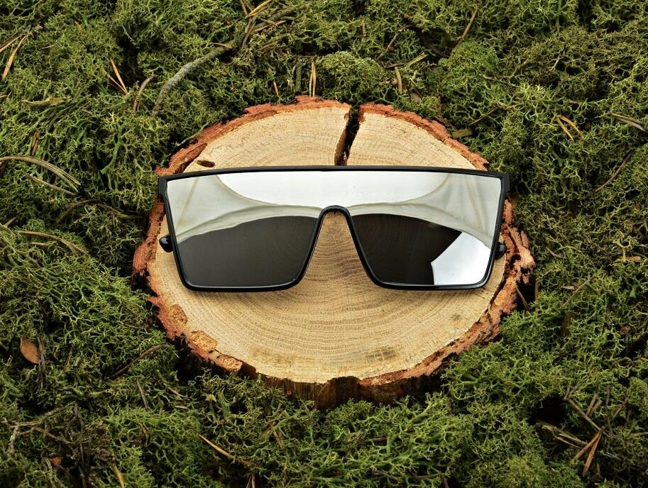 Męskie OKULARY PEŁNE LUSTRO PILOTKI PRZECIWSŁONECZNE CZARNO-SREBRNE