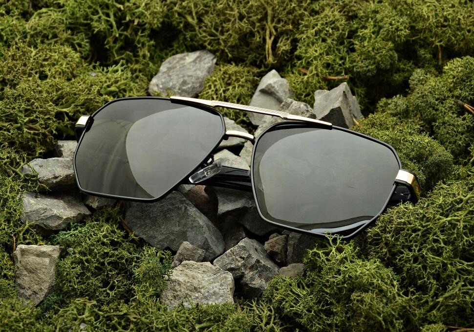 Duże OKULARY MĘSKIE POLARYZACYJNE PRZECIWSŁONECZNE PolarZone PILOTKI