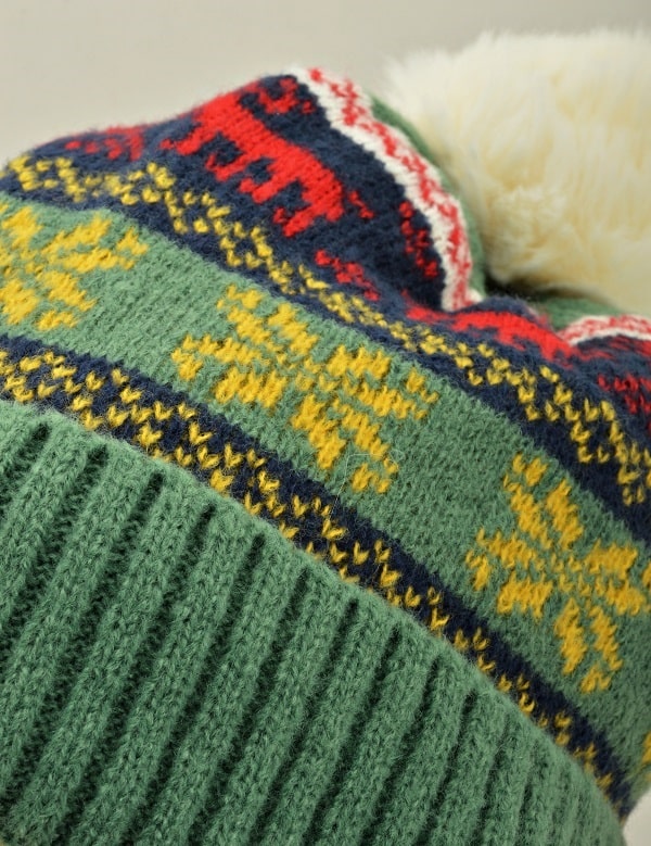 CZAPKA ZIMOWA z POMPONEM Zielona WYGODNA Miękka OCIEPLANA męska damska