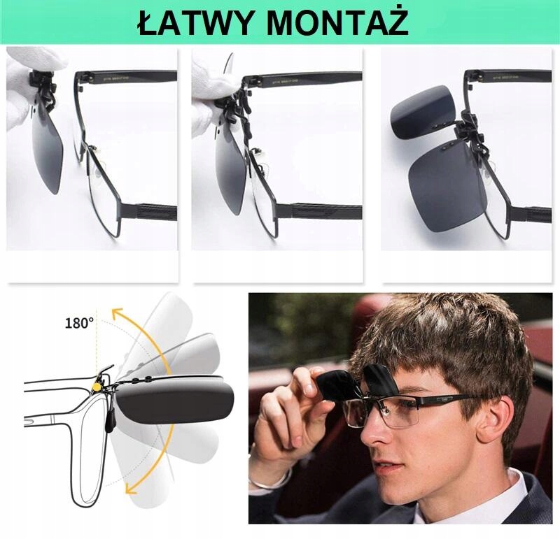 NAKŁADKI PRZECIWSŁONECZNE na Okulary z Polaryzacją