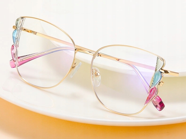 ZŁOTE Damskie Okulary Zerówki do KOMPUTERA Blue Light UV OPRAWKI Flexy OCHR