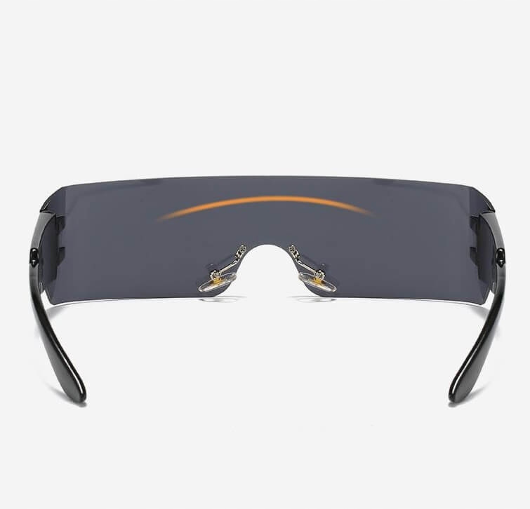 Futurystyczne OKULARY PRZECIWSŁONECZNE CZARNE Imprezowe UV400 + Etui