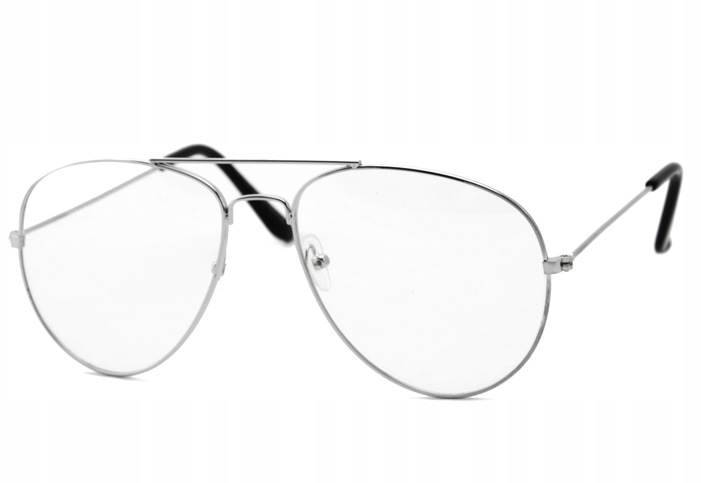 Damskie Okulary Zerówki PILOTKI AVIATOR Srebrne