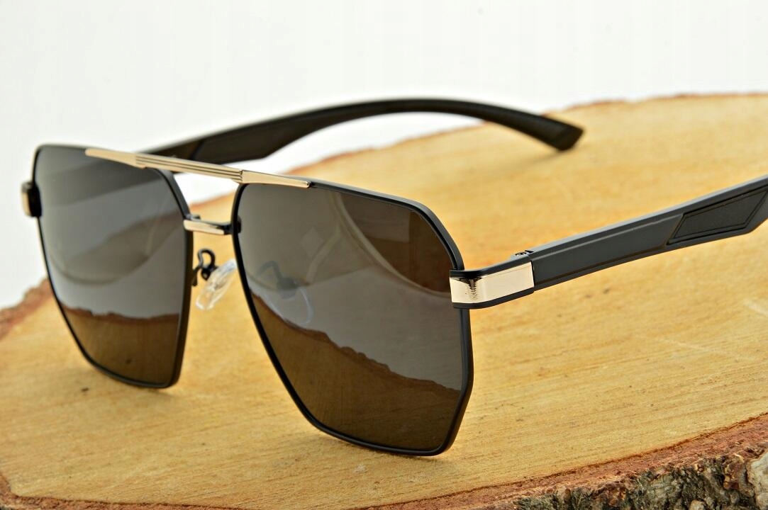 Duże OKULARY MĘSKIE POLARYZACYJNE PRZECIWSŁONECZNE PolarZone PILOTKI