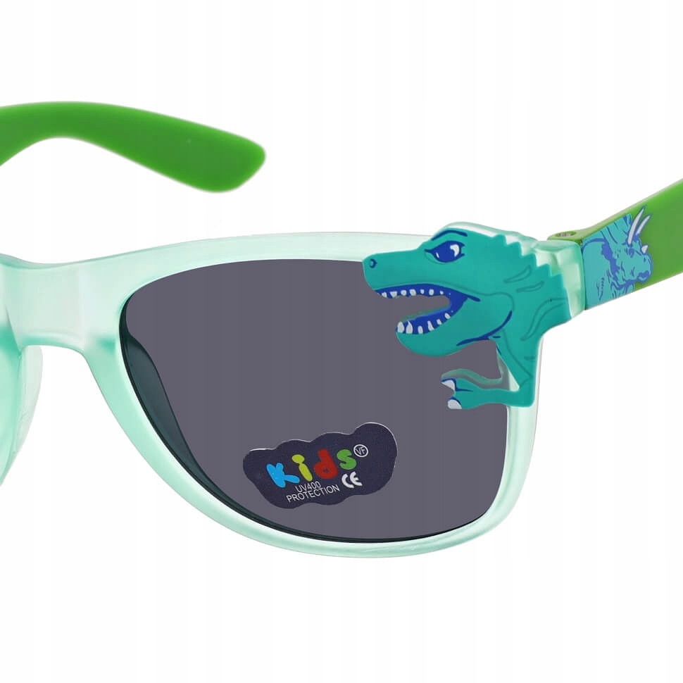 Dziecięce Okulary przeciwsłoneczne DINOZAUR zielone dla dzieci + ETUI