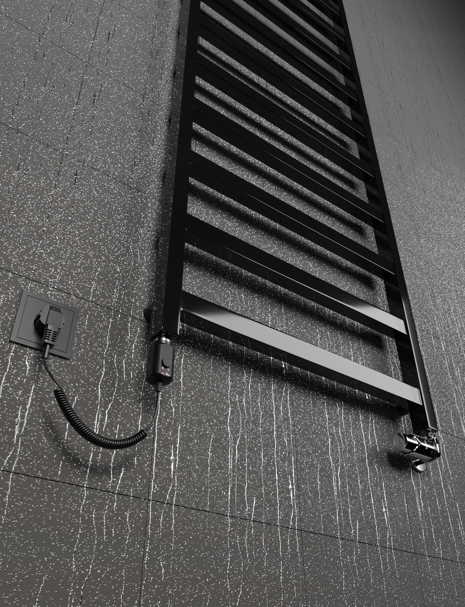 Grzejnik elektryczny BOX 1650x500 CZARNY POŁYSK