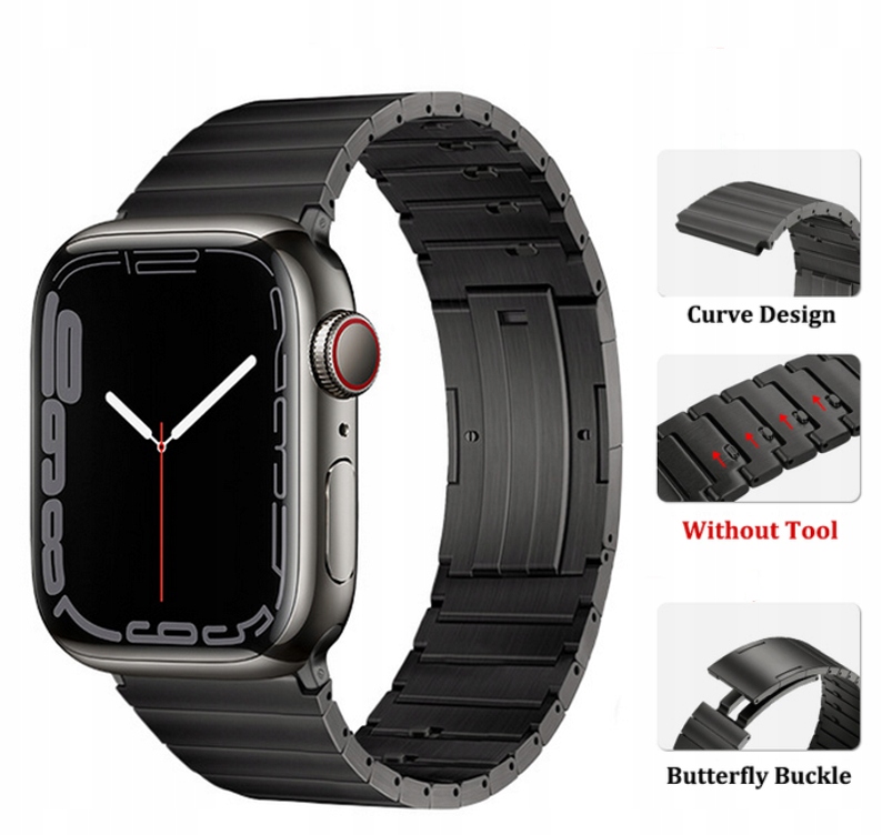 PASEK BRANSOLETA DO APPLE WATCH 7 45MM + SZKŁO