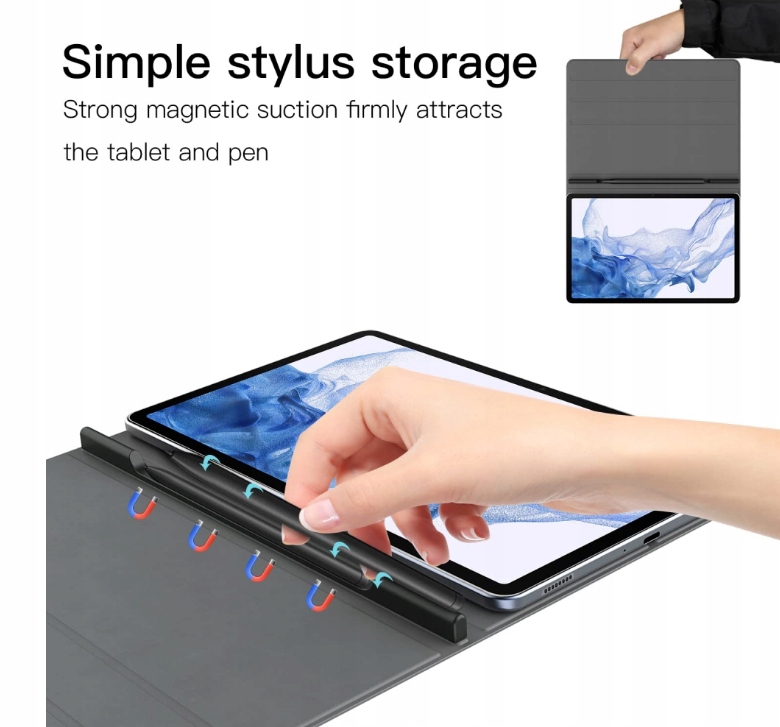 ETUI MAGNETYCZNE DO SAMSUNG GALAXY TAB S8 ULTRA X900 X906 + SZKŁO HARTOWANE
