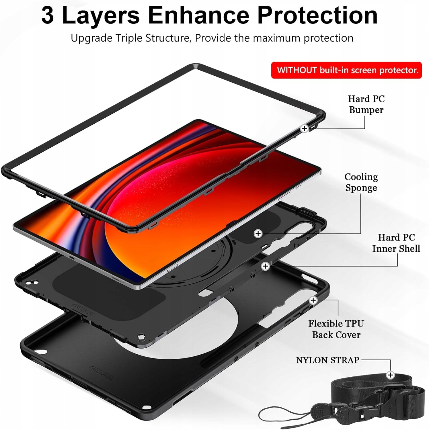 ETUI ARMOR CASE DO SAMSUNG GALAXY TAB S9 11 SM-X710 X716 + SZKŁO + RYSIK