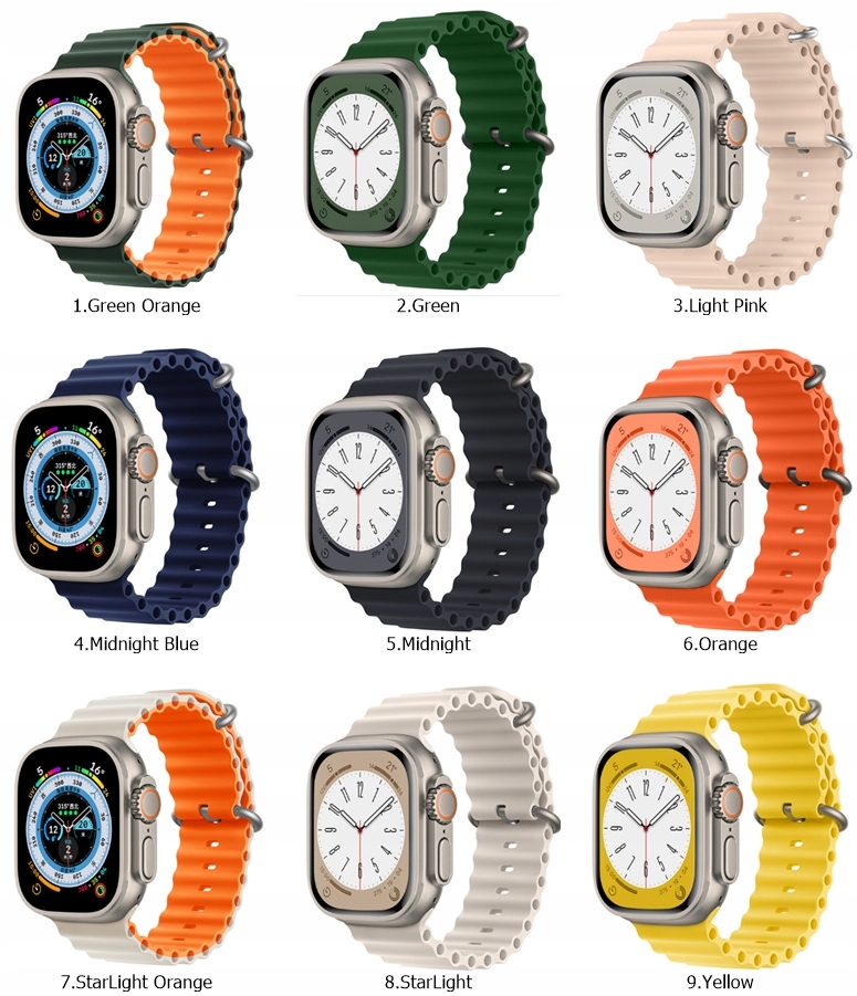 PASEK DO APPLE WATCH SERIES 1/2/3/4/5/6/7/8 SE 42MM 44MM 45MM 49MM + SZKŁO