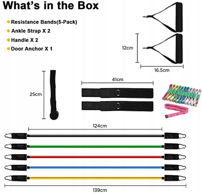 5 GUM OPOROWYCH DO ĆWICZEŃ SIŁOWYCH + CENTYMETR