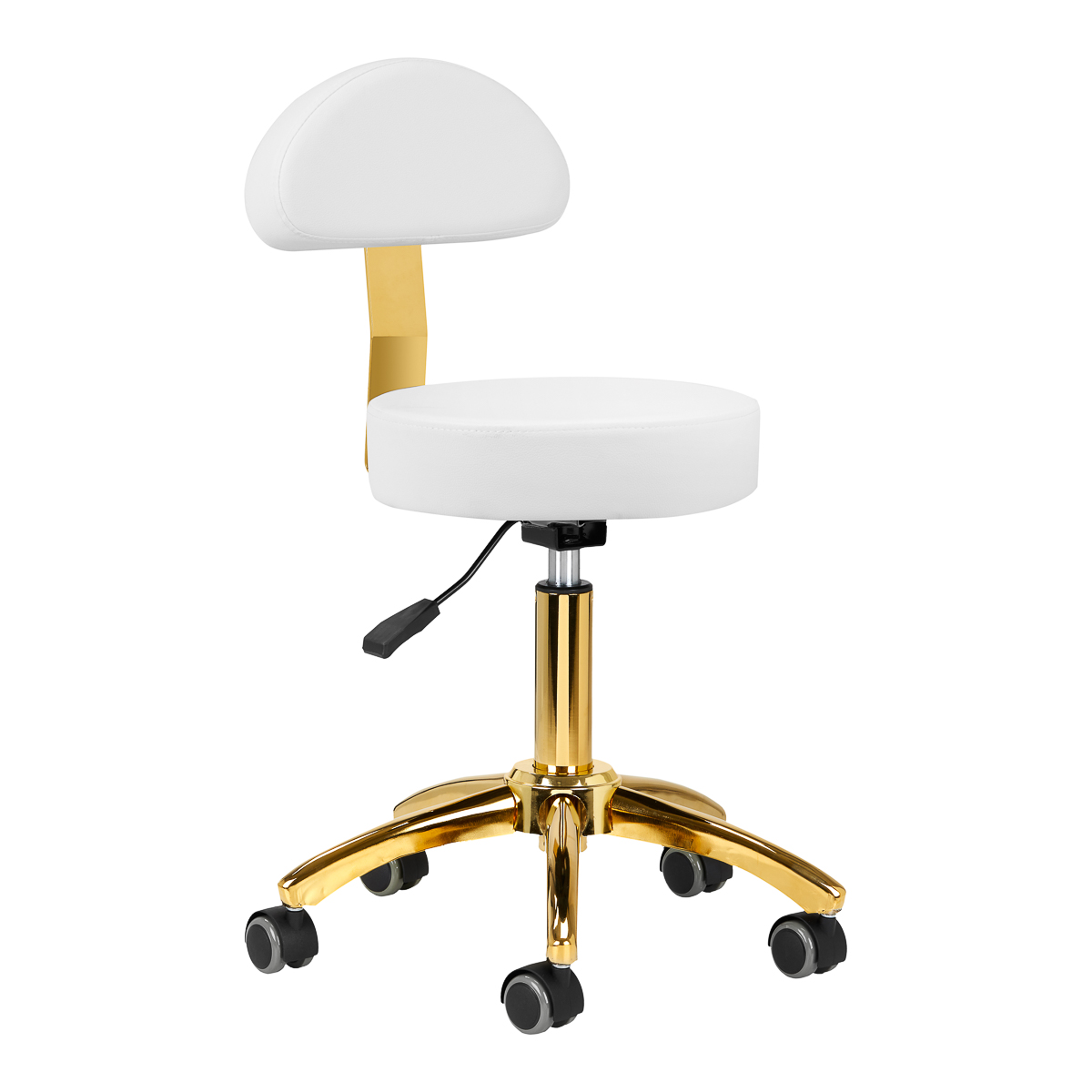 Kosmetikhocker Friseurhocker Rollhocker AM-304G gold weiss Kosmetikhocker Friseurhocker Rollhocker AM-304G gold weiss