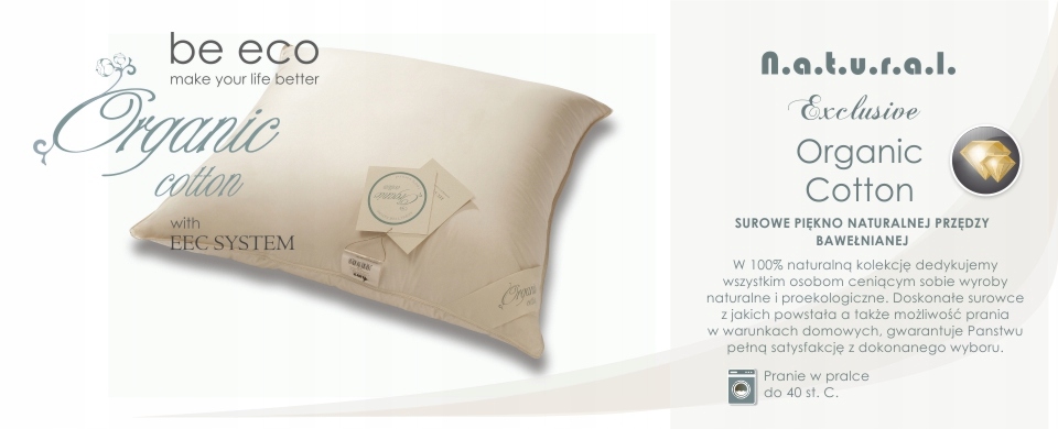AMZ Poduszka ORGANIC COTTON 90% puch gęsi 50x60 6 e61a7c3485a6fd7993bd37a4c2b69bfe