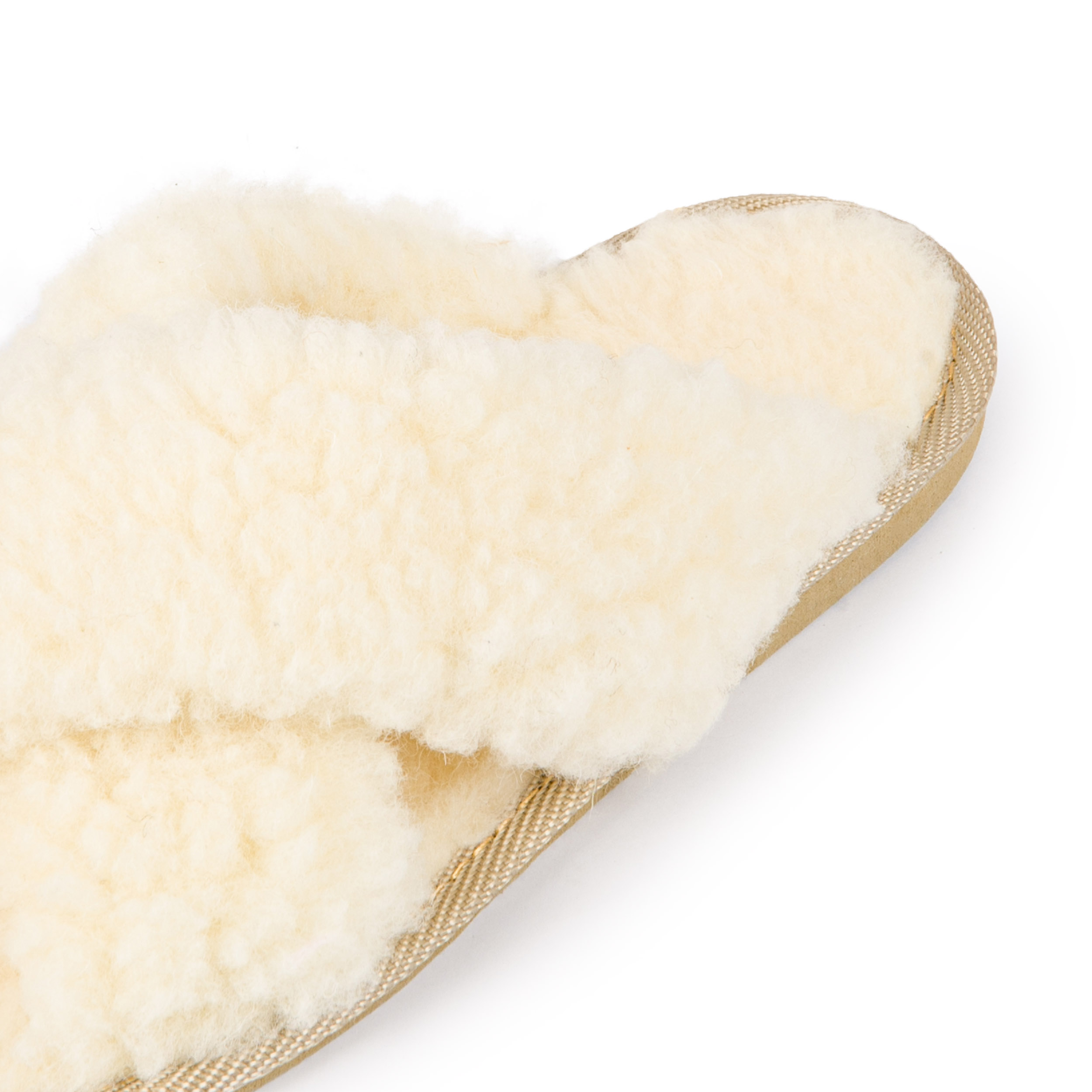 Kapcie klapki damskie puchate krzyżak ecru eleganckie klapki 36
