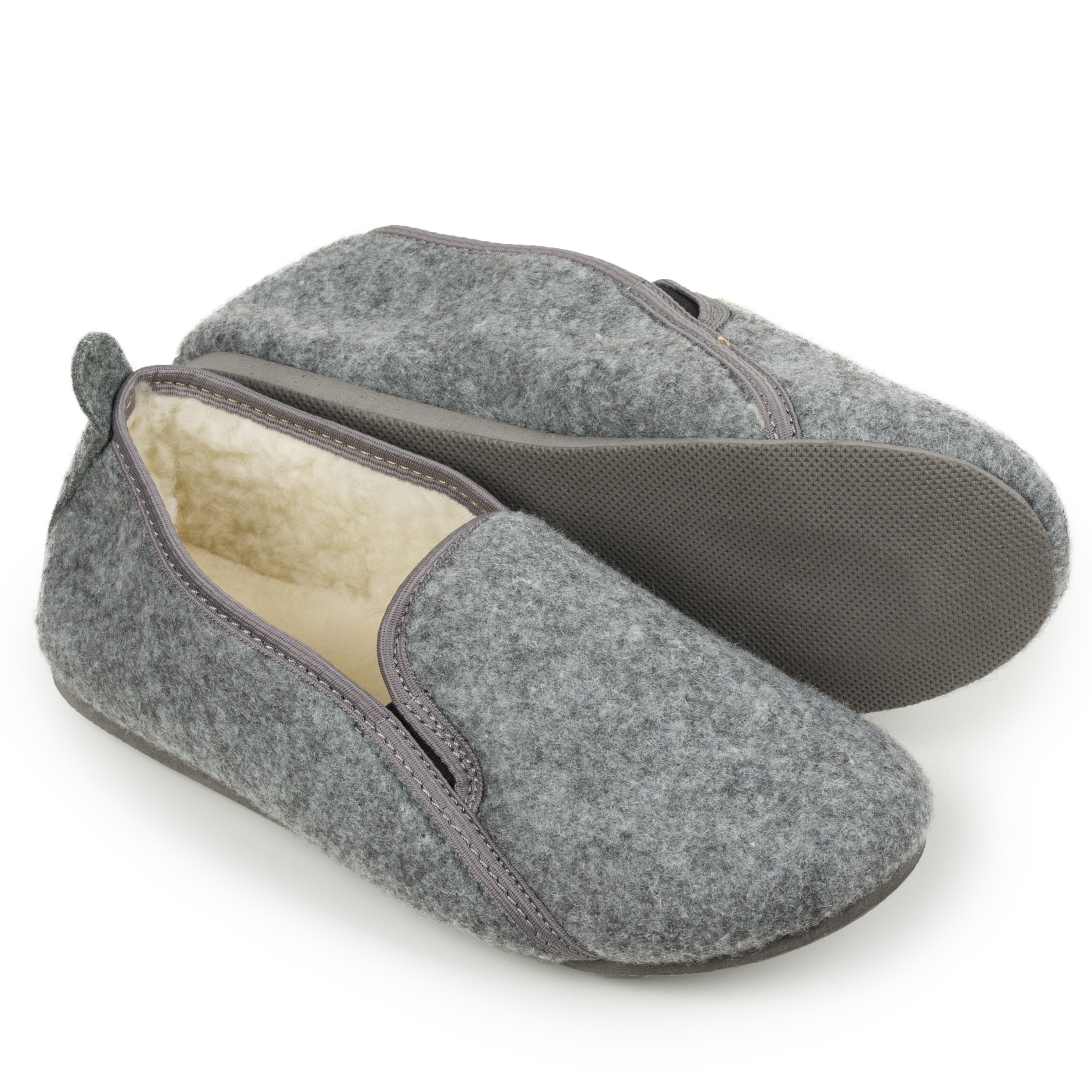 Bambosze męskie filcowe ocieplane kożuszek wełna 44