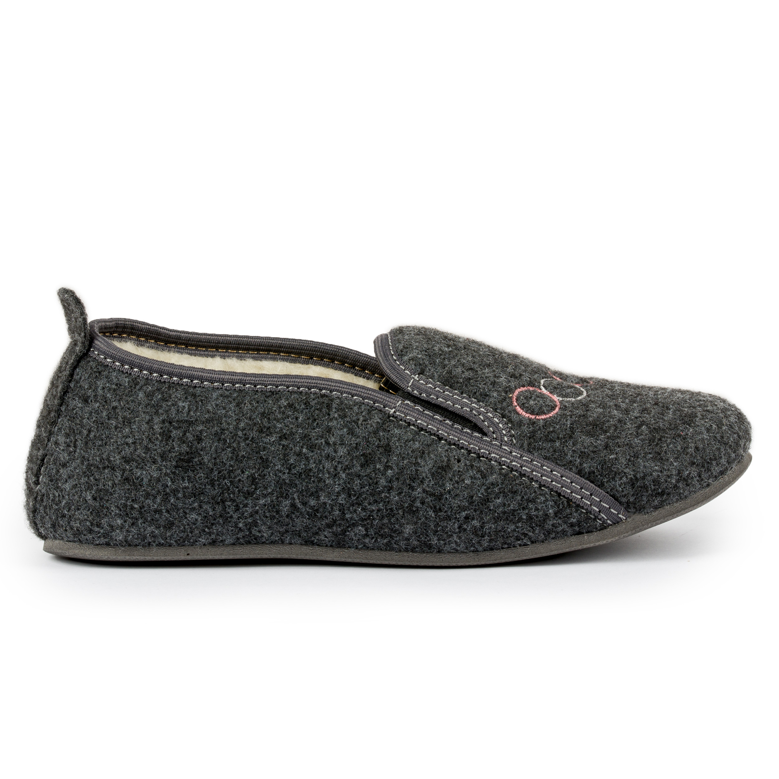 Bambosze damskie czarne filcowe ocieplane kółka 39