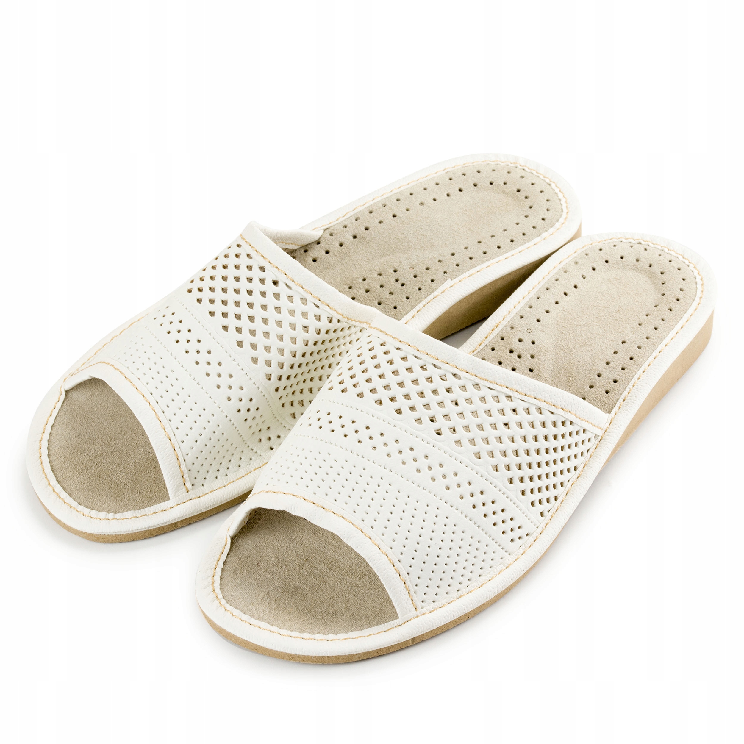 DAMSKIE KAPCIE Skórzane Pantofle Skóra Ciapy