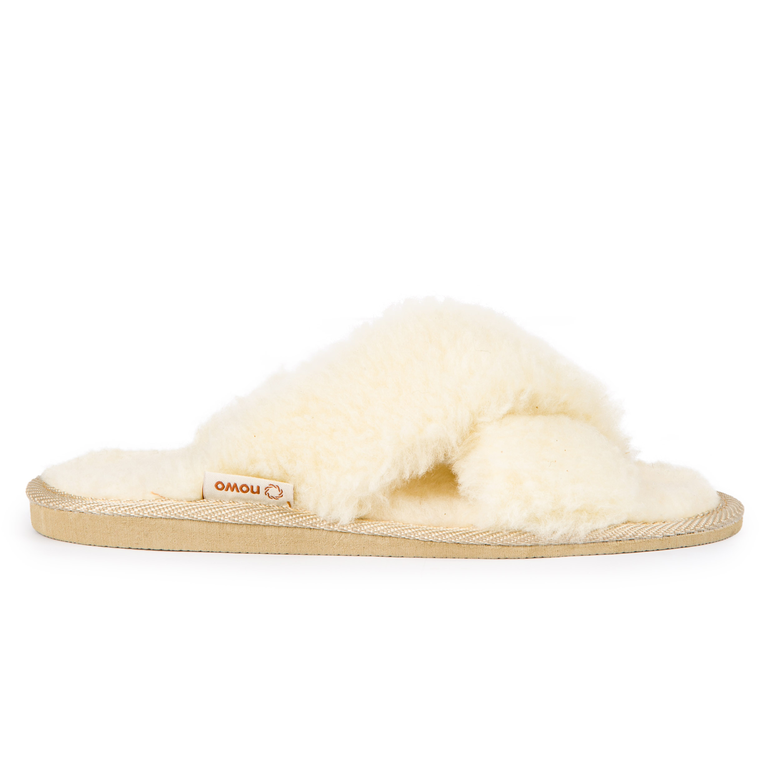 Kapcie klapki damskie puchate krzyżak ecru eleganckie klapki 36