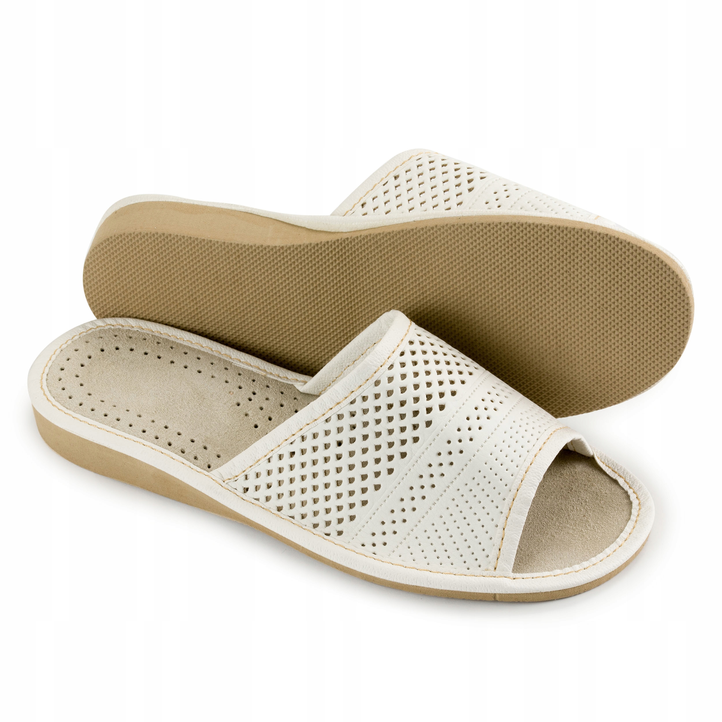 DAMSKIE KAPCIE Skórzane Pantofle Skóra Ciapy