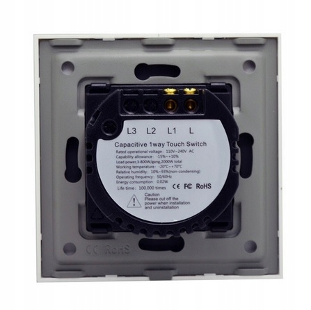 DOTYKOWY WŁĄCZNIK ŚWIATŁA 1K POJEDYNCZY SZKLANY