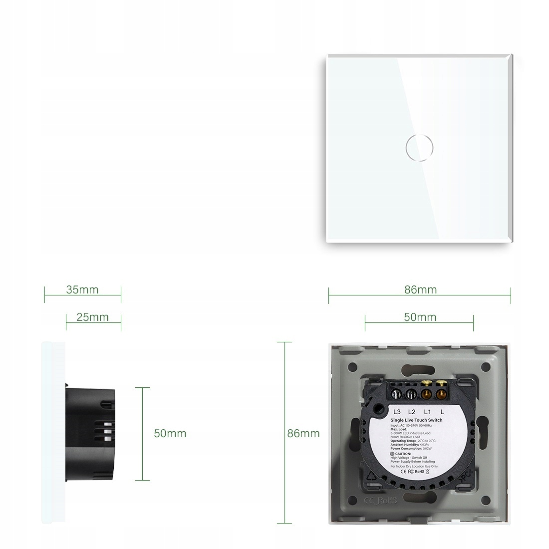 DOTYKOWY WŁĄCZNIK IMPUSLOWY 12-24V MONOSTABILNY WYŁĄCZNIK SZKLANY 1G