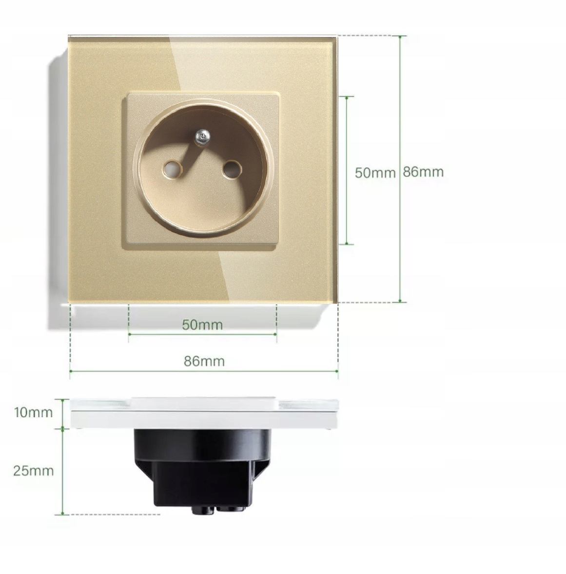 GNIAZDKO ELEKTRYCZNE SZKLANE POJEDYNCZE KONTAKT GNIAZDO 16A