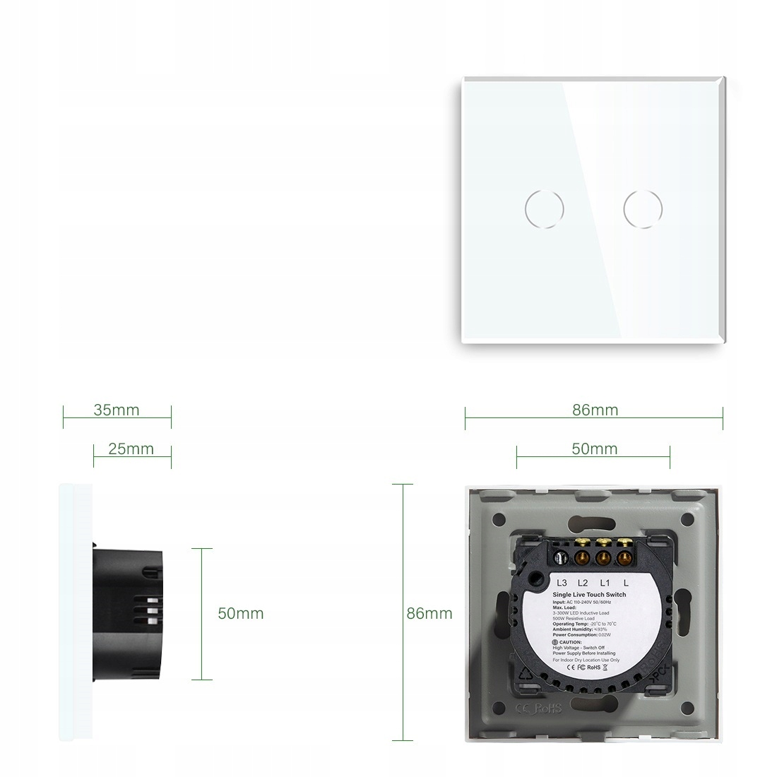 DOTYKOWY WŁĄCZNIK IMPUSLOWY 12-24V MONOSTABILNY WYŁĄCZNIK SZKLANY 2G