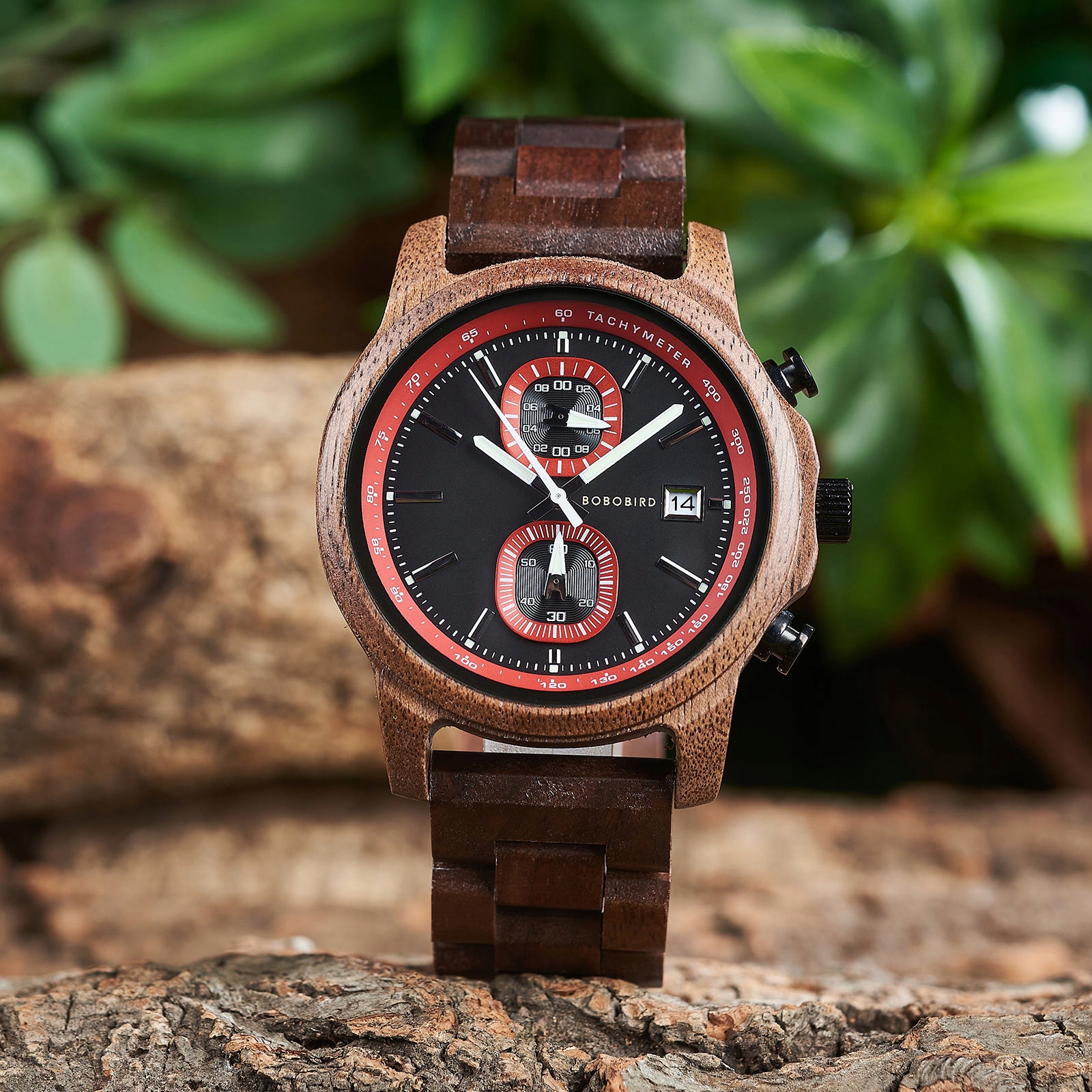 DREWNIANY ZEGAREK MĘSKI BOBO BIRD T159-2 ELEGANCKI BRANSOLETA CHRONOGRAF 1