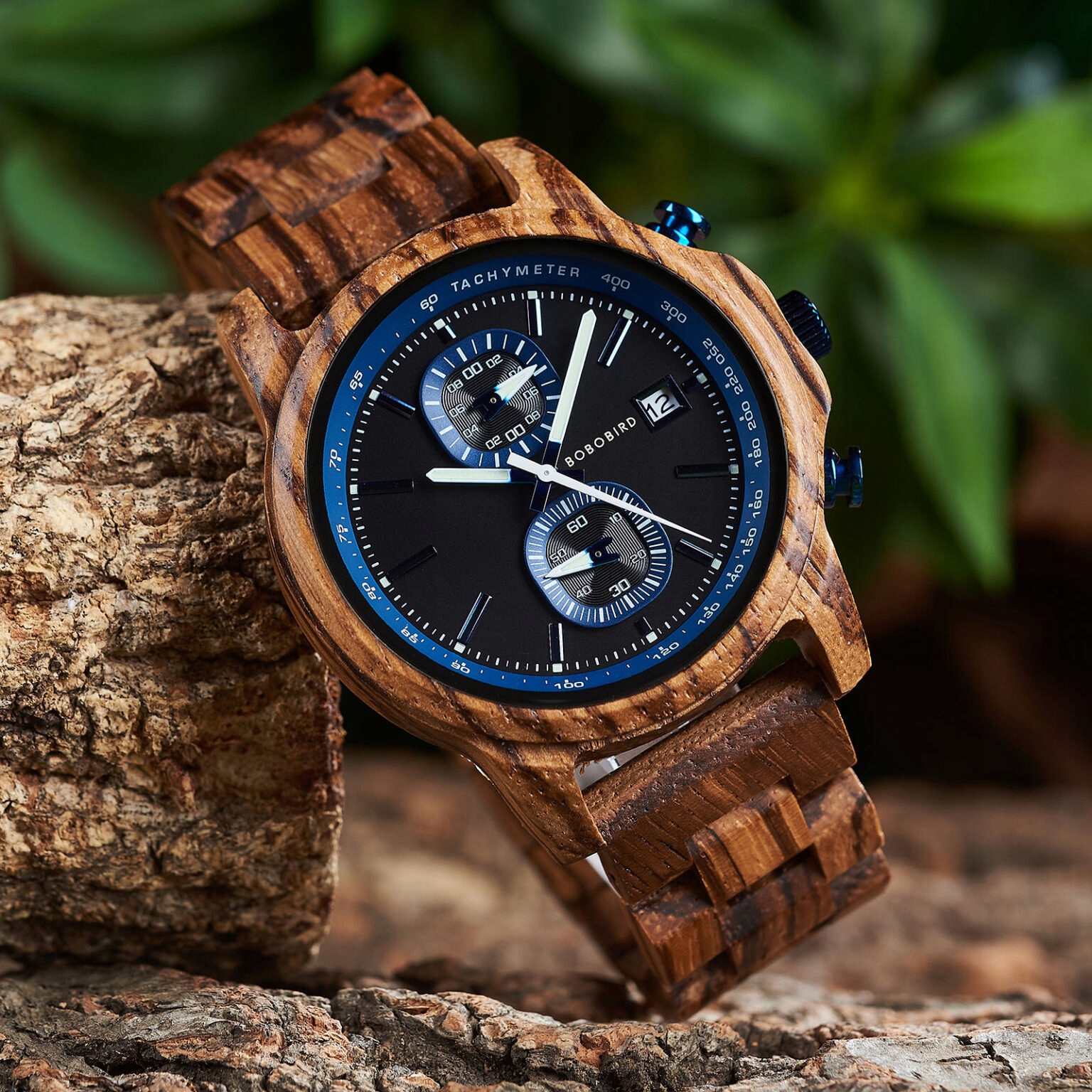 DREWNIANY ZEGAREK MĘSKI BOBO BIRD T159-3 ELEGANCKI BRANSOLETA CHRONOGRAF 7