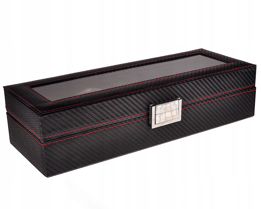 PUDEŁKO ORGANIZER SZKATUŁKA NA ZEGARKI 6szt KARBON 5