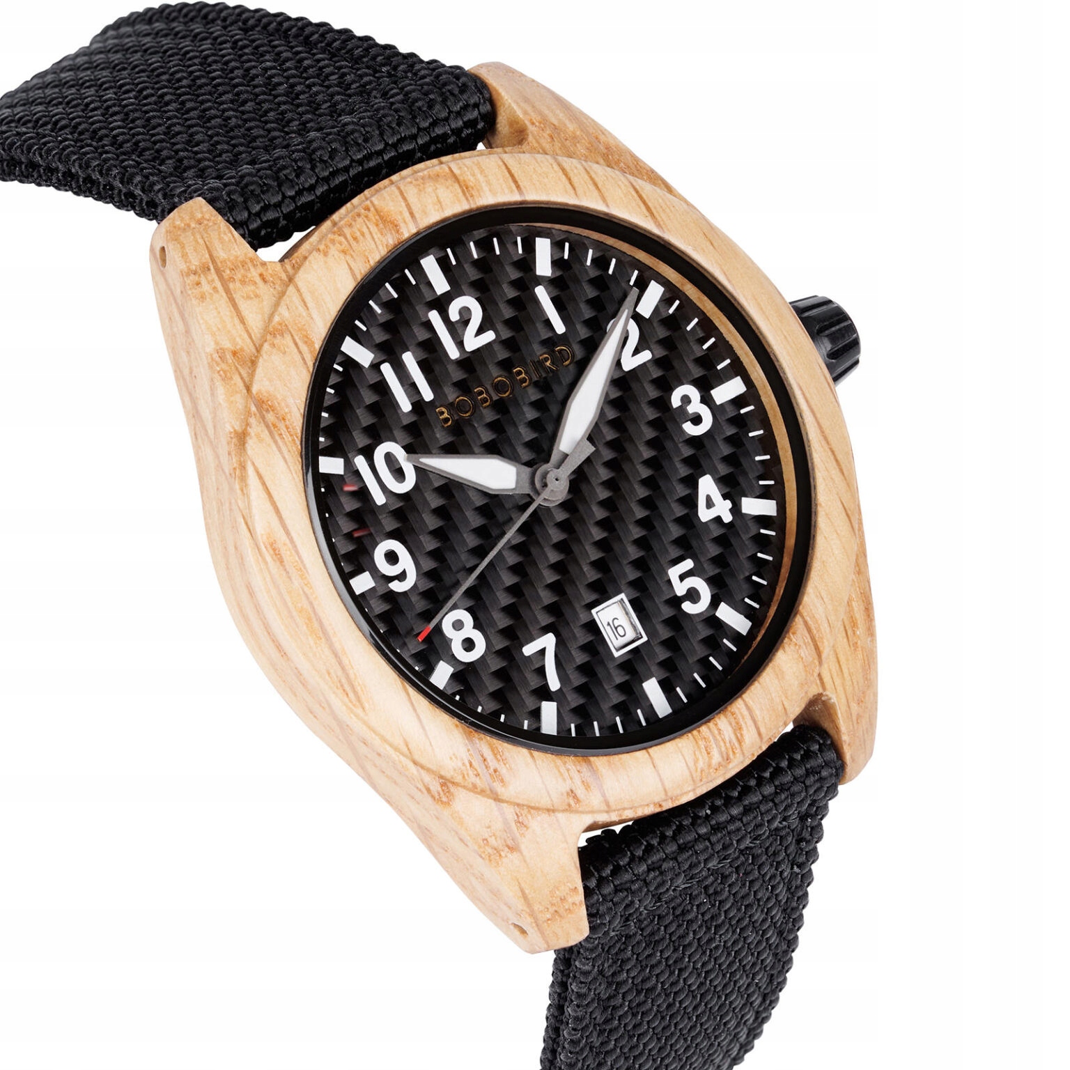 DREWNIANY ZEGAREK MĘSKI BOBO BIRD T165-2 ELEGANCKI NYLONOWY PASEK PUDEŁKO 11