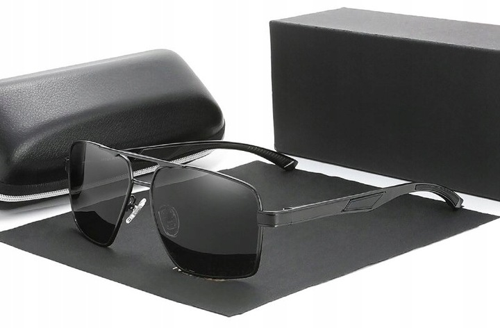 Męskie Okulary Przeciwsłoneczne Solenzio Aviator Polaryzacja z Etui UV400 czarne 11 Męskie Okulary Przeciwsłoneczne Solenzio Aviator Polaryzacja z Etui UV400 czarne 11