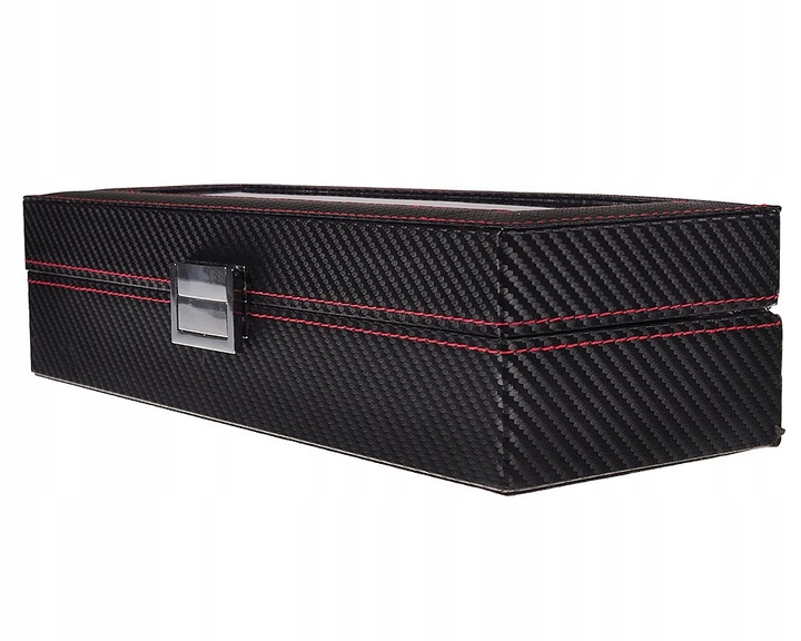 PUDEŁKO ORGANIZER SZKATUŁKA NA ZEGARKI 6szt KARBON 7