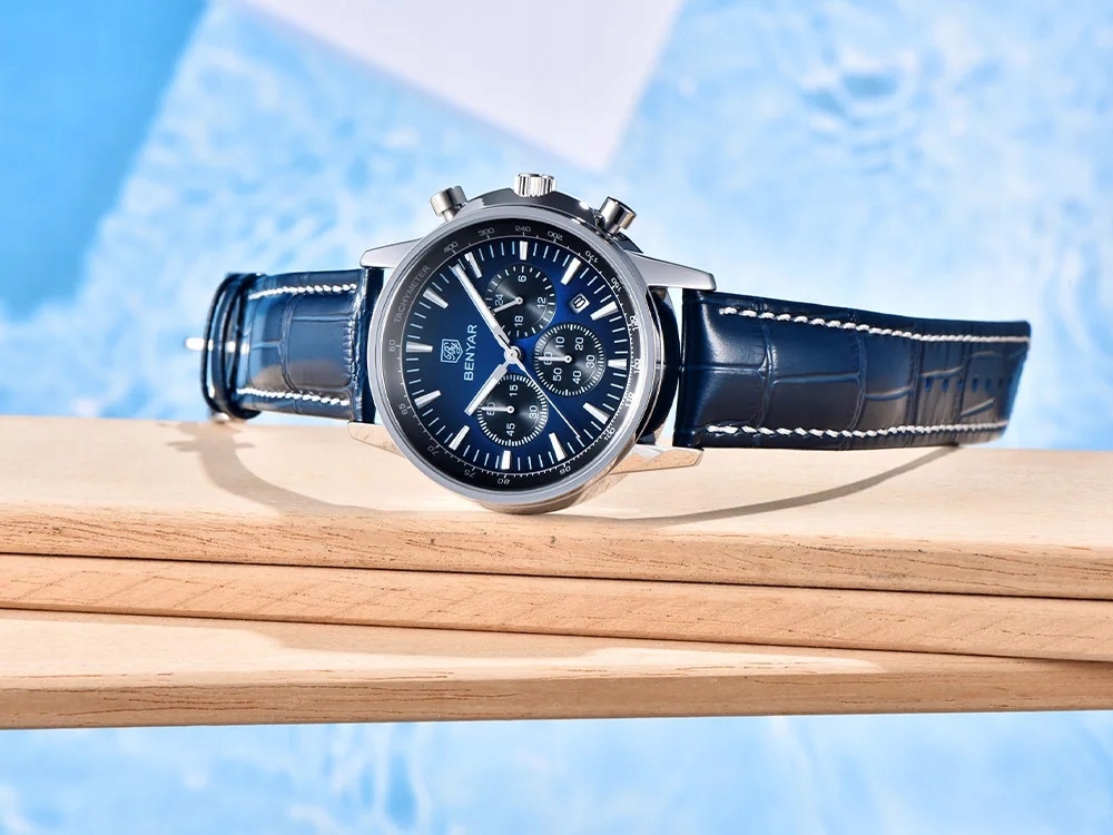 NIEBIESKI ZEGAREK MĘSKI BENYAR SKÓRZANY PASKEK DATOWNIK CHRONOGRAF PUDEŁKO 15 NIEBIESKI ZEGAREK MĘSKI BENYAR SKÓRZANY PASKEK DATOWNIK CHRONOGRAF PUDEŁKO 15