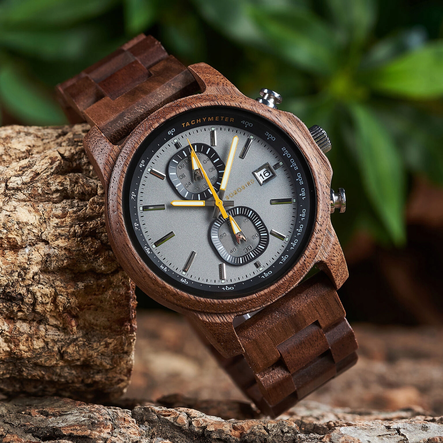DREWNIANY ZEGAREK MĘSKI BOBO BIRD T159-4 ELEGANCKI BRANSOLETA CHRONOGRAF 7