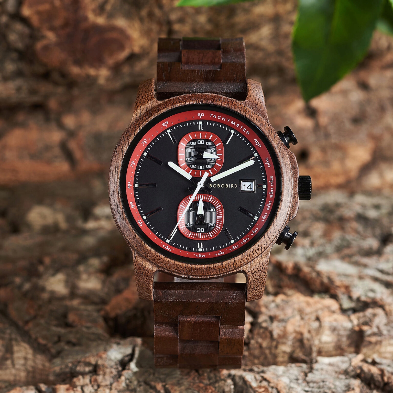 DREWNIANY ZEGAREK MĘSKI BOBO BIRD T159-2 ELEGANCKI BRANSOLETA CHRONOGRAF 6