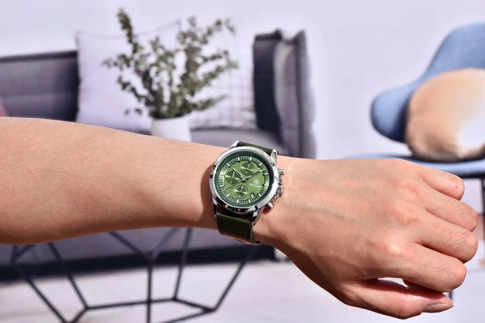 CZARNY ZEGAREK MĘSKI BENYAR NA SKÓRZANYM PASKU ELEGANCKI CHRONOGRAF PUDEŁKO 9 CZARNY ZEGAREK MĘSKI BENYAR NA SKÓRZANYM PASKU ELEGANCKI CHRONOGRAF PUDEŁKO 9