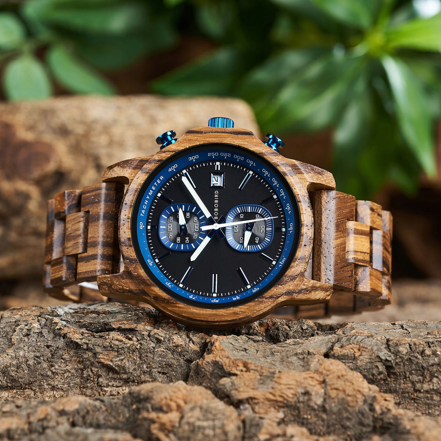 DREWNIANY ZEGAREK MĘSKI BOBO BIRD T159-3 ELEGANCKI BRANSOLETA CHRONOGRAF 8