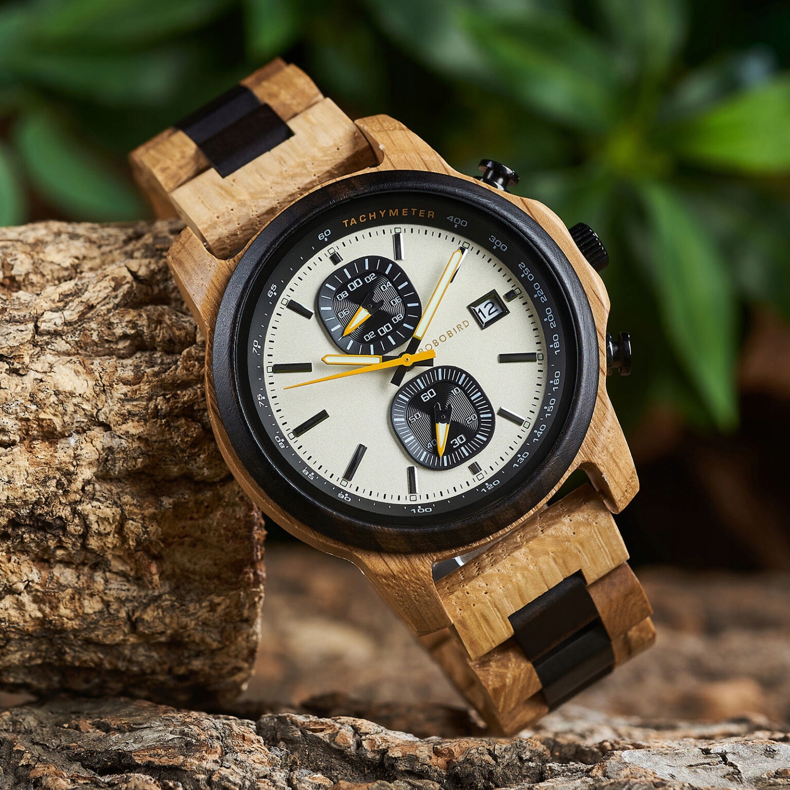 DREWNIANY ZEGAREK MĘSKI BOBO BIRD T159-1 ELEGANCKI BRANSOLETA CHRONOGRAF 9