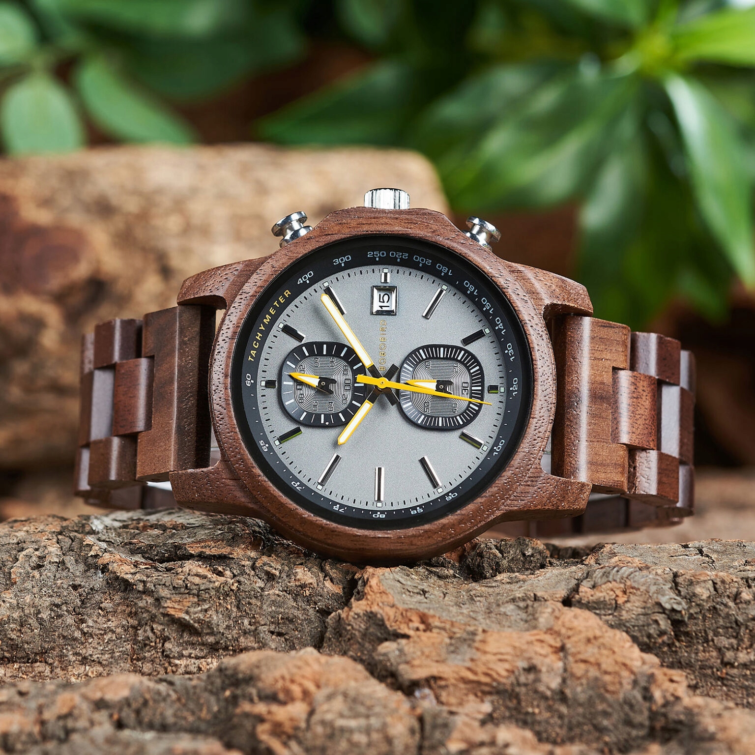 DREWNIANY ZEGAREK MĘSKI BOBO BIRD T159-4 ELEGANCKI BRANSOLETA CHRONOGRAF 8