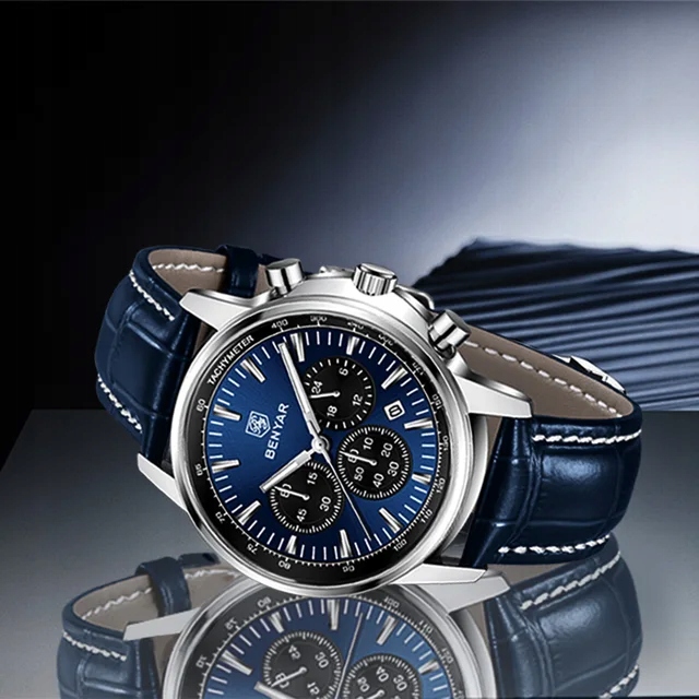 NIEBIESKI ZEGAREK MĘSKI BENYAR SKÓRZANY PASKEK DATOWNIK CHRONOGRAF PUDEŁKO 19 NIEBIESKI ZEGAREK MĘSKI BENYAR SKÓRZANY PASKEK DATOWNIK CHRONOGRAF PUDEŁKO 19