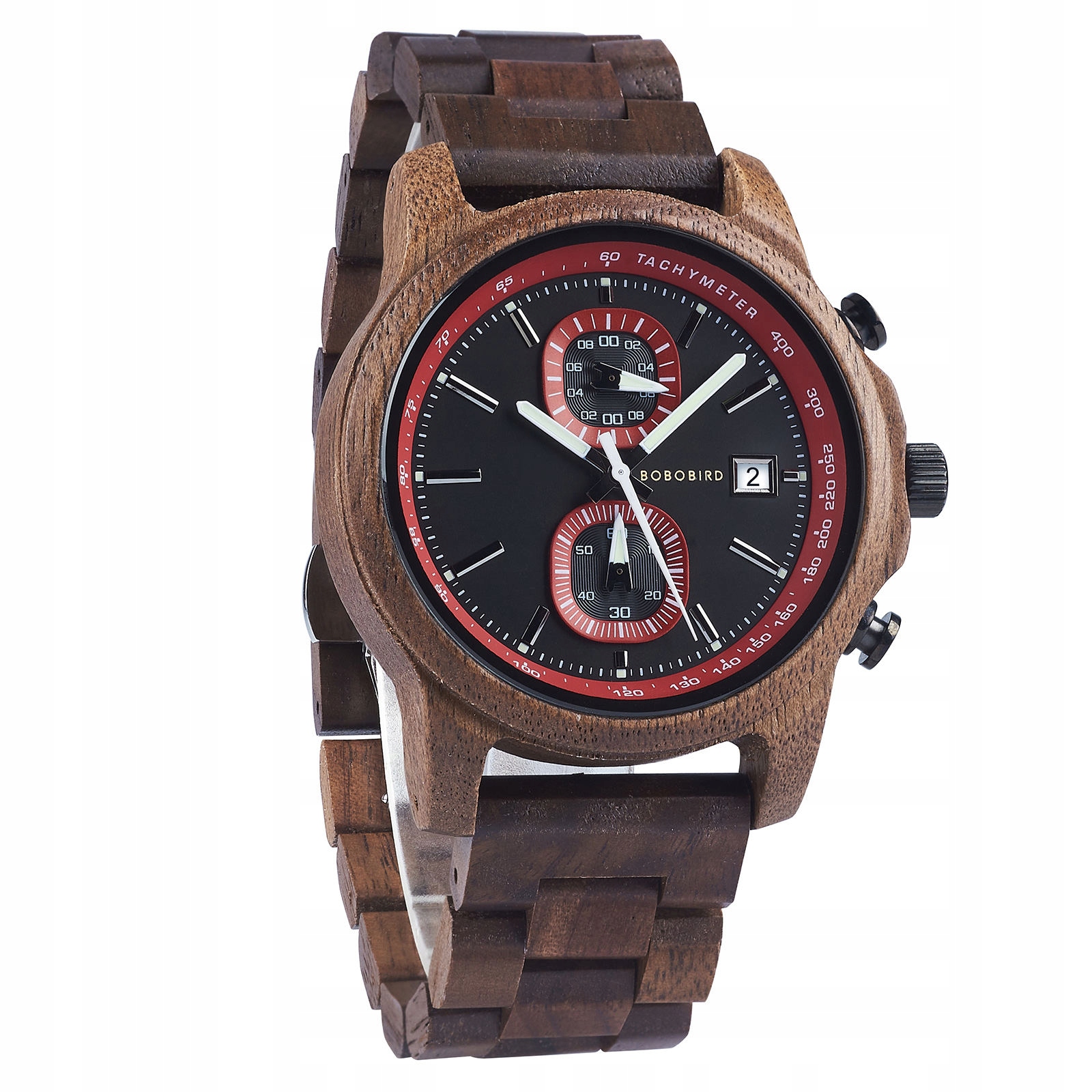 DREWNIANY ZEGAREK MĘSKI BOBO BIRD T159-2 ELEGANCKI BRANSOLETA CHRONOGRAF 3