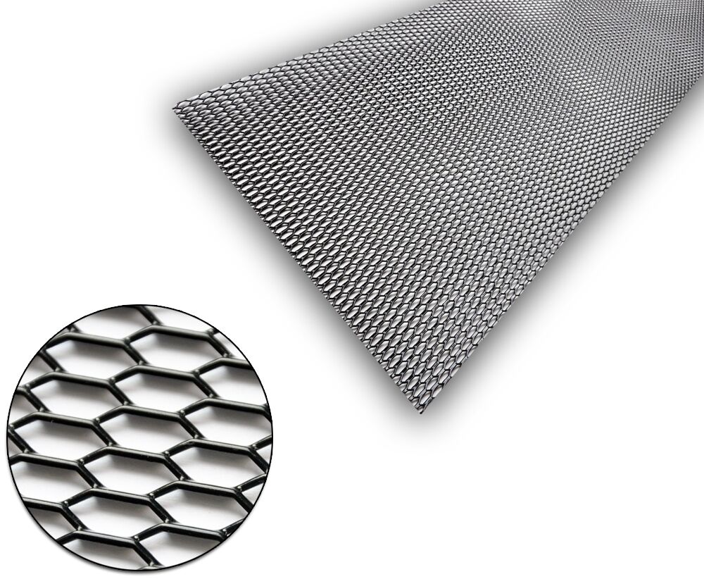 RECAMBO Griglia Da Corsa In Alluminio A Nido D'Ape - 33x100 Cm, Nero, Per Tuning Auto E Protezione Radiatore - 2