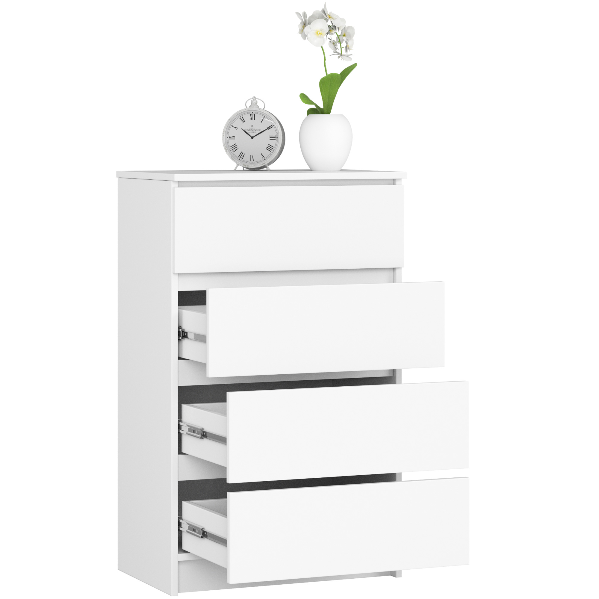 Komoda AKORD K60 Biała 60 cm 4 szuflady kolor Biały mat 60x40x99 cm - AKORD Meble