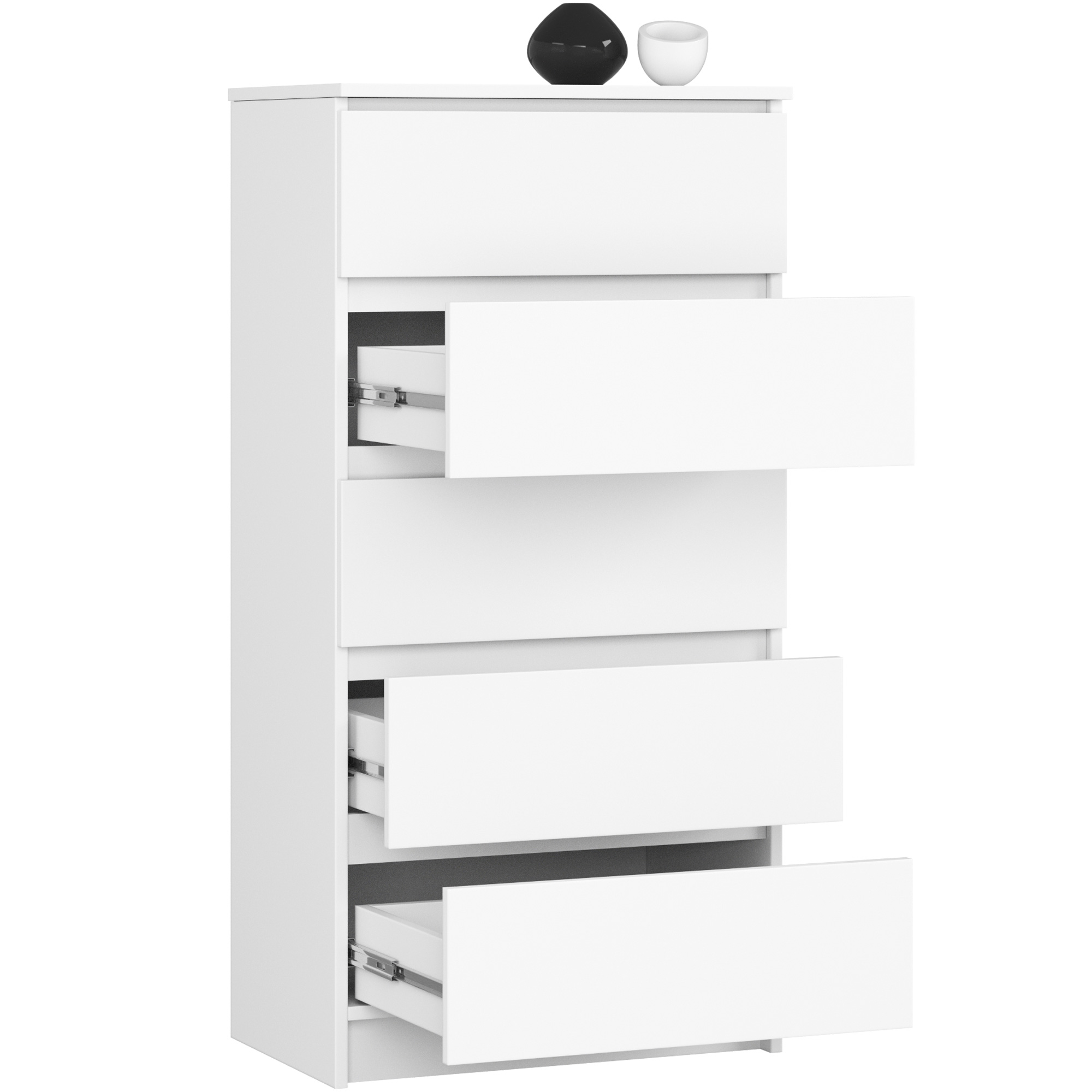 Komoda AKORD K60 Biała 60 cm 5 szuflad kolor Biały mat 60x40x121 cm - AKORD Meble