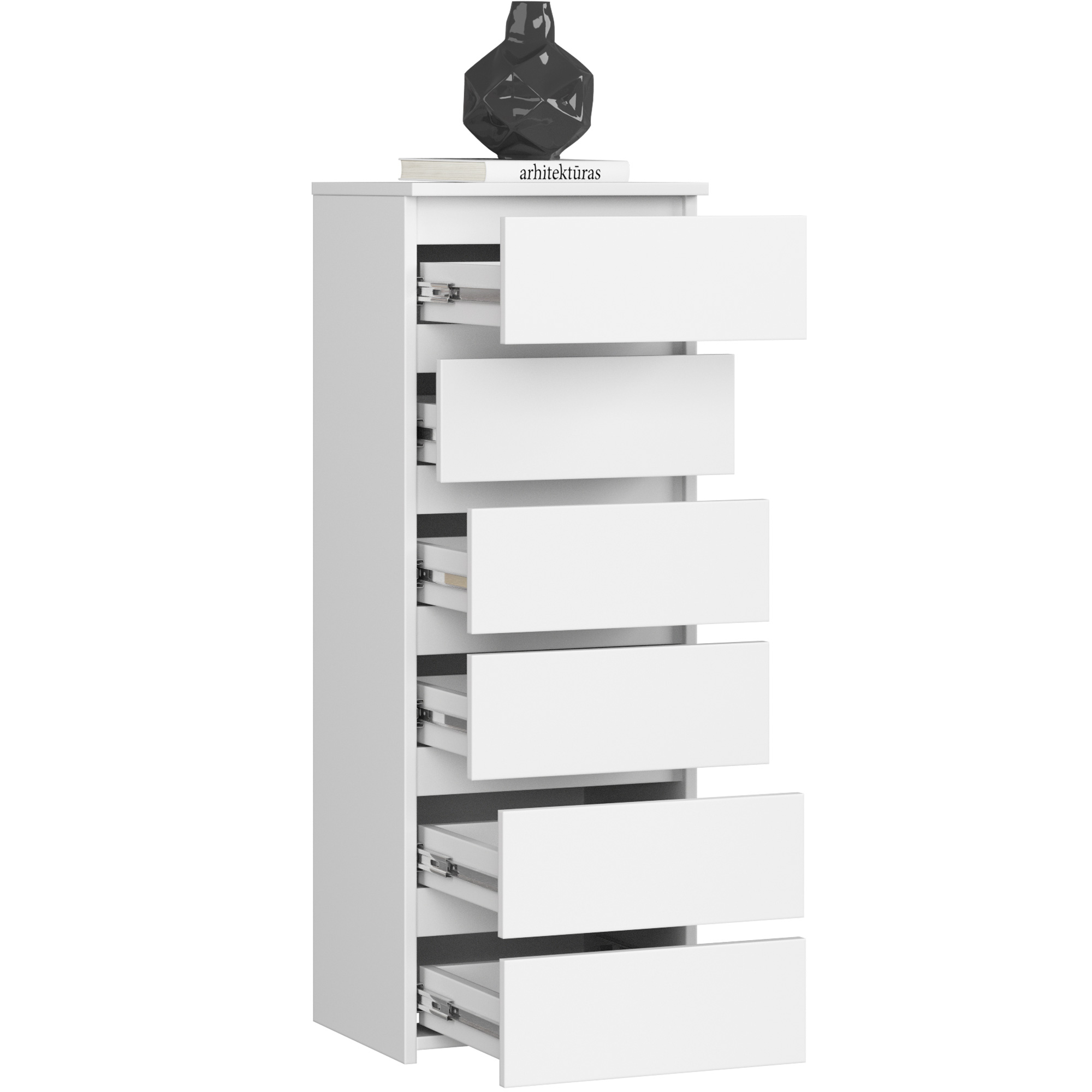 Komoda AKORD CL6 Biała 40 cm 6 szuflad fronty kolor Biały mat 40x35x109 cm - AKORD Meble